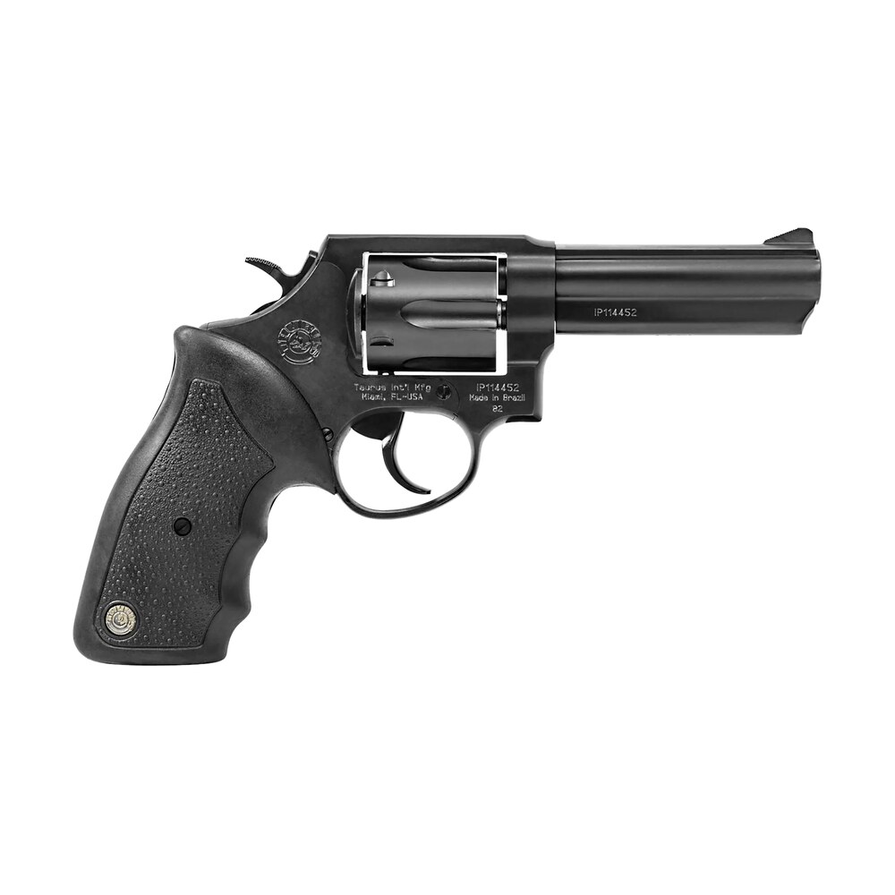 taurus 2 820041 82 medium 38 special +p 6 shot 4″ matte black oxide alloy steel barrel, cylinder & frame, black finger grooved rubber grip, transfer bar safety, exposed hammer Taurus 2-820041 82 Medium 38 Special +P 6 Shot 4" Matte Black Oxide Alloy Steel Sports South item 31559