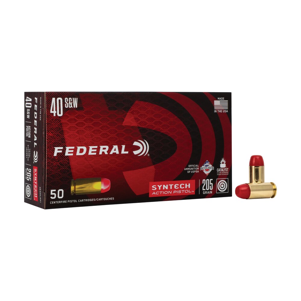 federal ae40sjap1 american eagle syntech action pistol 40s&w 205gr total syntech jacket flat nose 50 per box/10 case Federal AE40SJAP1 American Eagle Syntech Sports South item 32114