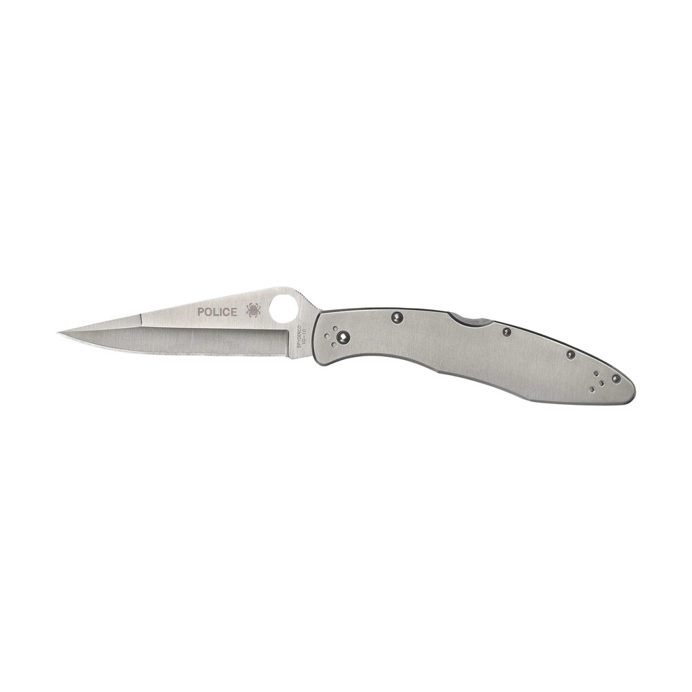 spyderco c07p police 4.13″ folding spear point plain vg 10 ss blade stainless includes pocket clip Spyderco C07P Police 4.13" Folding Spear Point Plain VG-10 SS Blade Stainless Includes Pocket Sports South item 32229