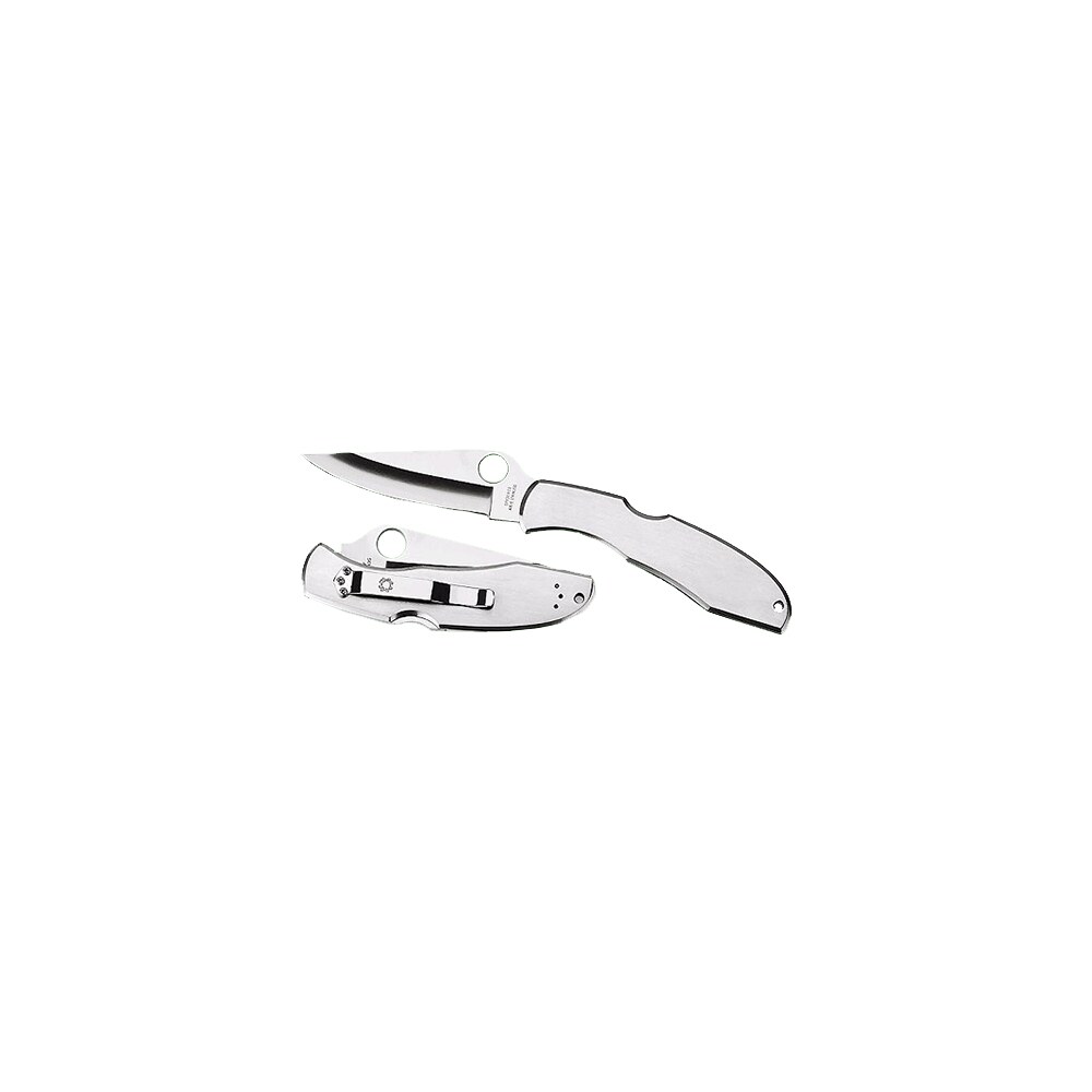 spyderco c10p endura ii 3.88″ folding drop point plain vg 10 stainless steel blade/stainless handle Spyderco C10P Endura II 3.88" Folding Drop Point Plain VG-10 Stainless Steel Blade/Stainless Sports South item 32276