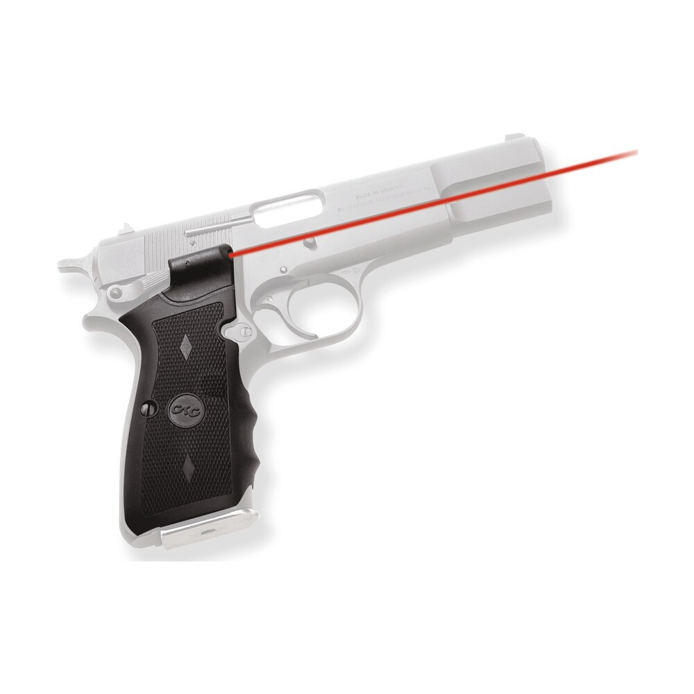 crimson trace 011170 lasergrips fits browning hi power, red laser 633nm wavelength 5mw output, black polymer Crimson Trace 011170 Lasergrips Sports South item 33074