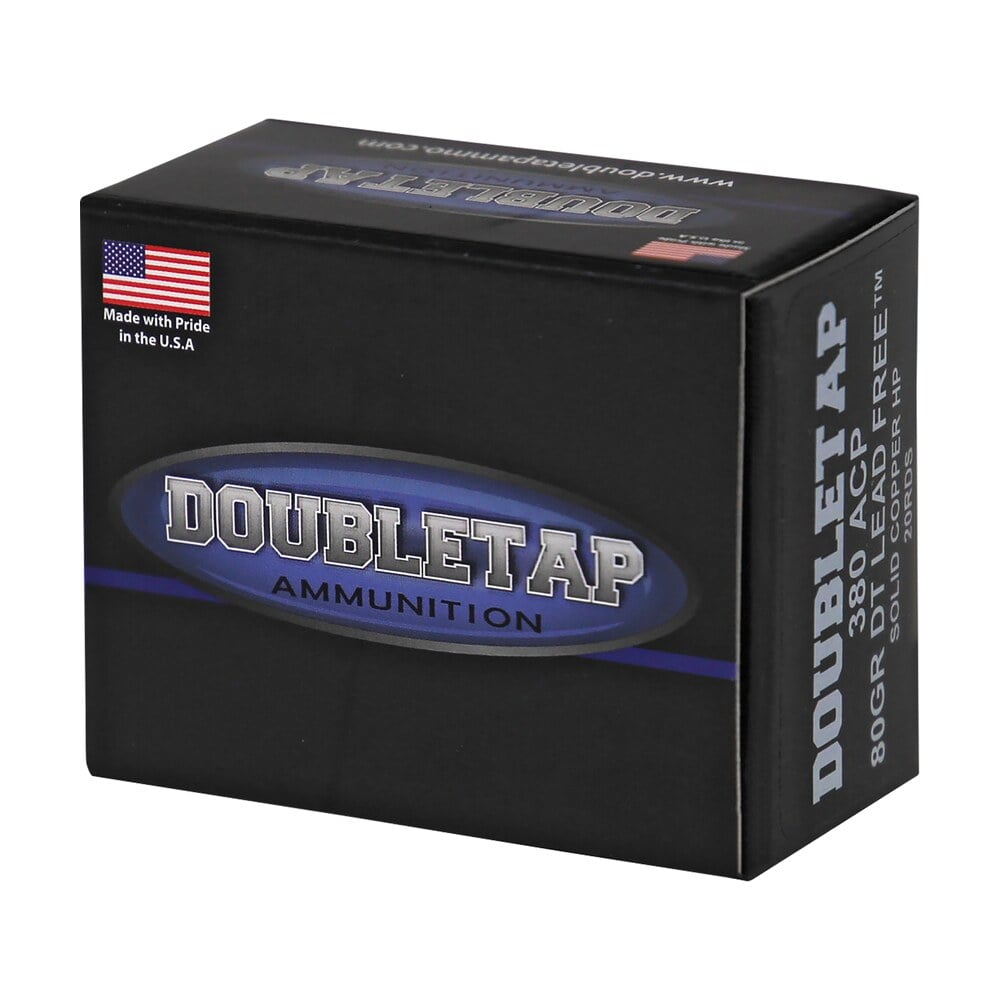 doubletap ammunition 380a80x defense tac xp 380acp 80gr dt lead free 20 per box/50 case DoubleTap Ammunition 380A80X Defense Tac- XP 380ACP 80gr DT Lead Free 20 Per Box/50 Case Sports South item 34277