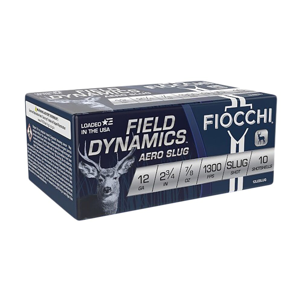 fiocchi 12leslug field dynamics aero 12gauge 2.75″ 7/8oz rifledslug shot 10 per box/25 case Fiocchi 12LESLUG Field Dynamics Aero 12Gauge 2.75" 7/8oz RifledSlug Shot 10 Per Box/25 Case Sports South item 34349
