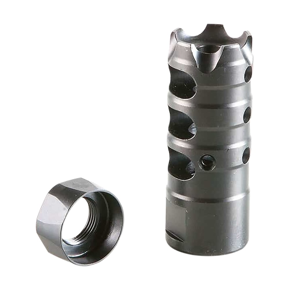 patriot ordnance factory 00308 triple port muzzle brake black nitride 1/2″x28 threads, 223 rem 5.56x45mm nato Patriot Ordnance Factory 00308 Triple Port Muzzle Brake Black Nitride 1/2"x28 Threads, 223 Rem Sports South item 35034