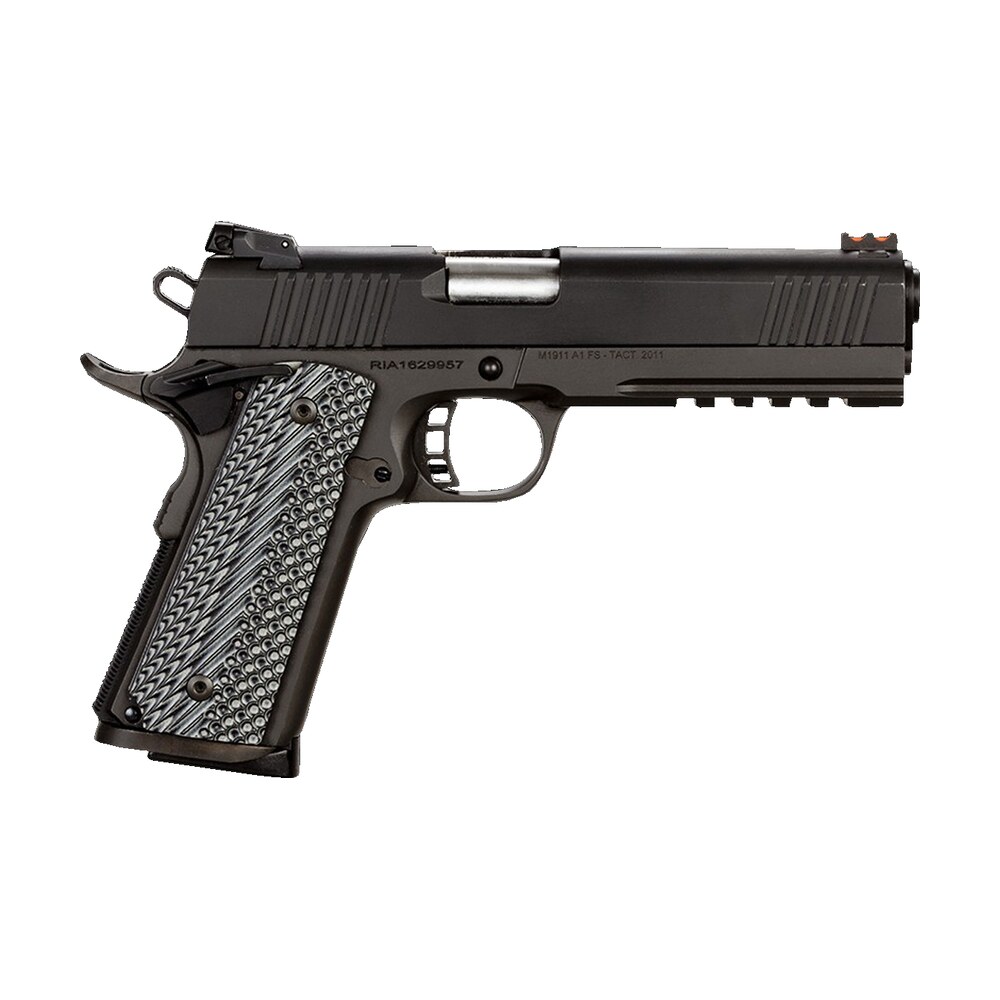 rock island 51485 tac ultra fs 45 acp caliber with 5″ barrel, 8+1 capacity, overall black parkerized finish steel, picatinny rail/beavertail frame, serrated slide & black & gray g10 grip Rock Island 51485 Tac Ultra FS 45 ACP Caliber Sports South item 35211