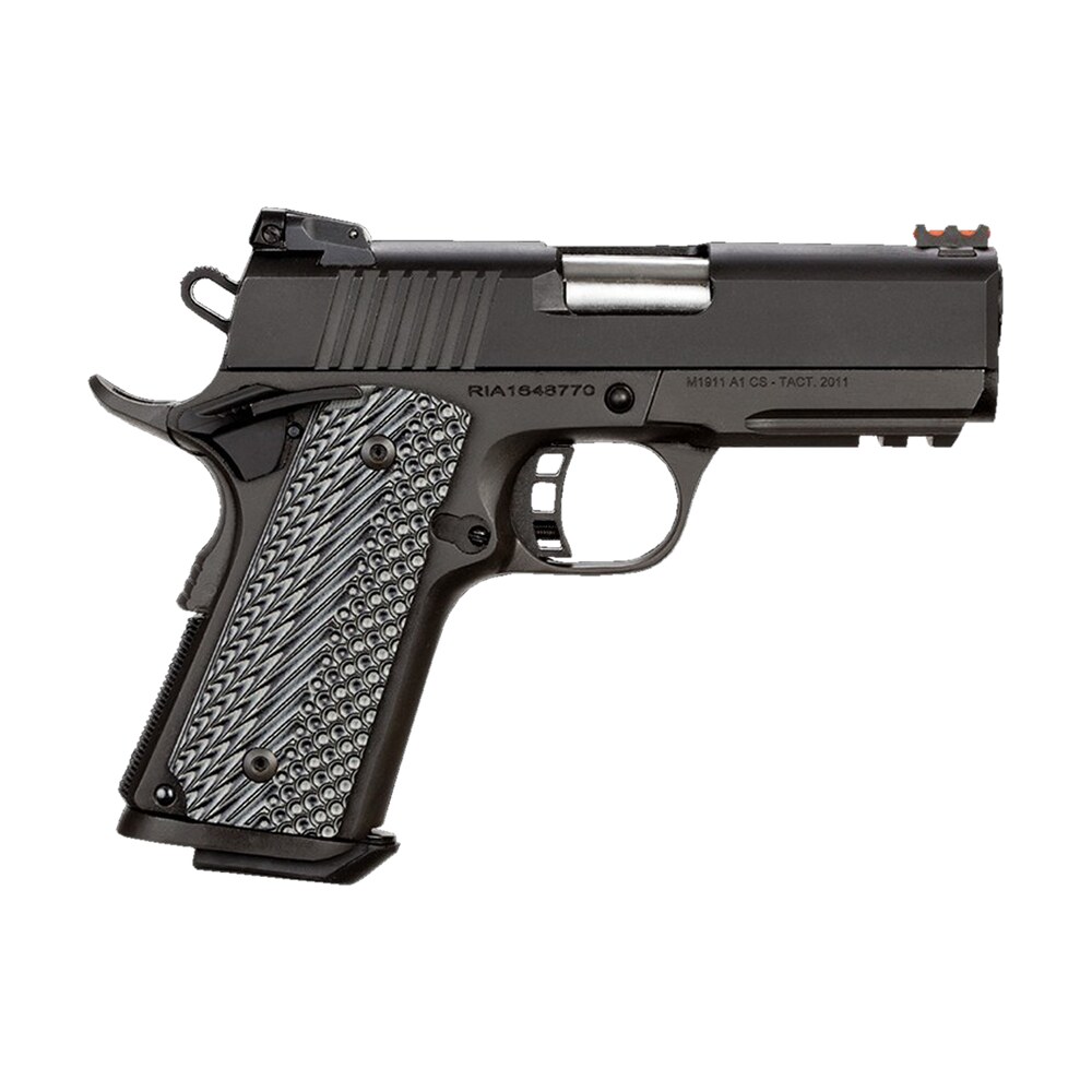 rock island 51470 tac ultra cs 45 acp caliber with 3.62″ barrel, 7+1 capacity, overall black parkerized finish steel, picatinny rail/beavertail frame, serrated slide & black/gray g10 grip Rock Island 51470 Tac Ultra CS 45 ACP Caliber Sports South item 35212