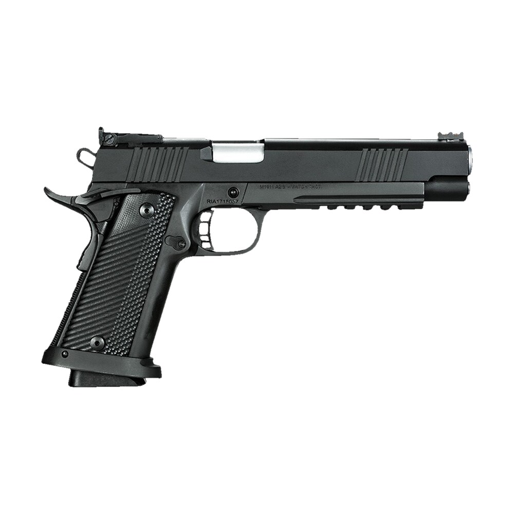 rock island 52000 pro ultra match hc 10mm auto caliber with 6″ barrel, 16+1 capacity, overall black parkerized finish steel, picatinny rail/beavertail frame, serrated slide & black g10 grip Rock Island 52000 Pro Ultra Match HC 10mm Auto Caliber Sports South item 35248