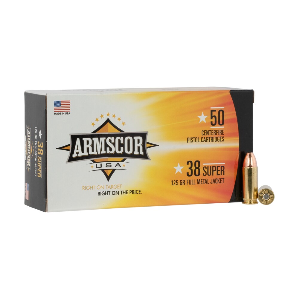 armscor fac38super1n usa 38super 125gr full metal jacket 50 per box/20 case Armscor FAC38SUPER1N USA 38Super 125gr Full Metal Jacket 50 Per Box/20 Case Sports South item 35283