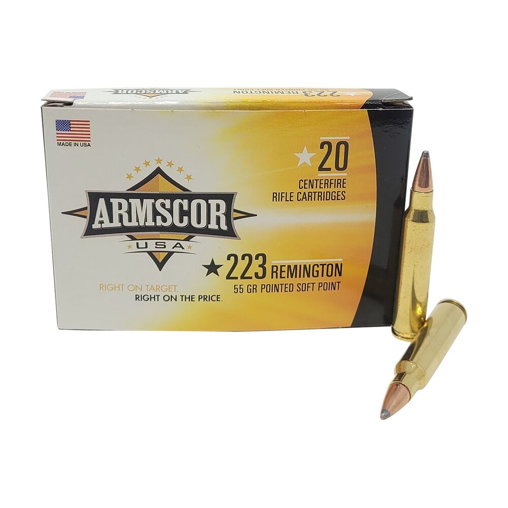 armscor ac2232n usa 223rem 55gr pointed soft point 20 per box/50 case Armscor AC2232N USA 223Rem 55gr Pointed Soft Point 20 Per Box/50 Case Sports South item 35300