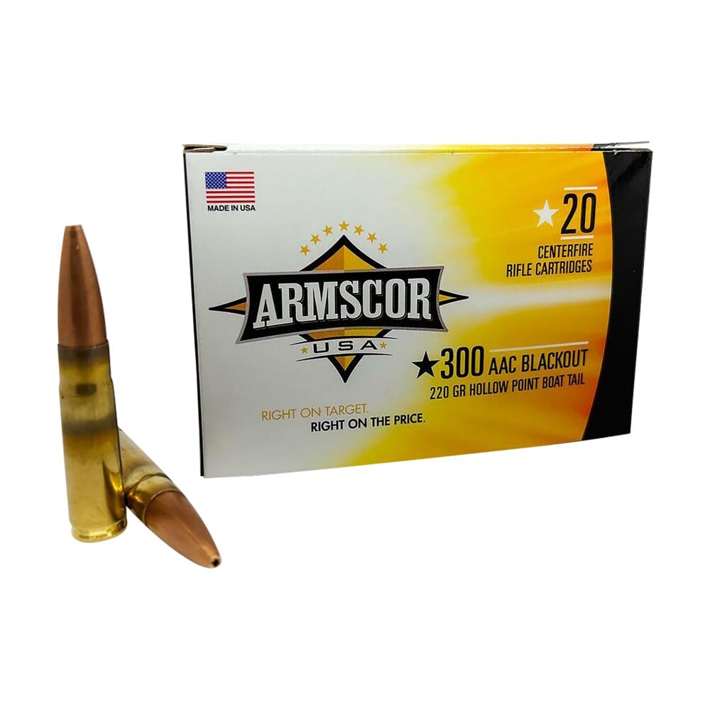 armscor fac300aac3n usa 300blackout 220gr hollow point boat tail 20 per box/10 case Armscor FAC300AAC3N USA 300Blackout 220gr Hollow Point Boat Tail 20 Per Box/10 Case Sports South item 35305