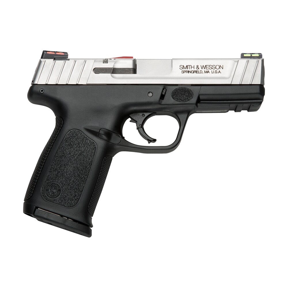 smith & wesson 11907 sd ve 9mm luger caliber with 4″ barrel, 10+1 capacity, matte black finish picatinny rail frame, serrated stainless steel slide, textured polymer grip & hiviz sights Smith & Wesson 11907 SD VE 9mm Luger Caliber Sports South item 35762