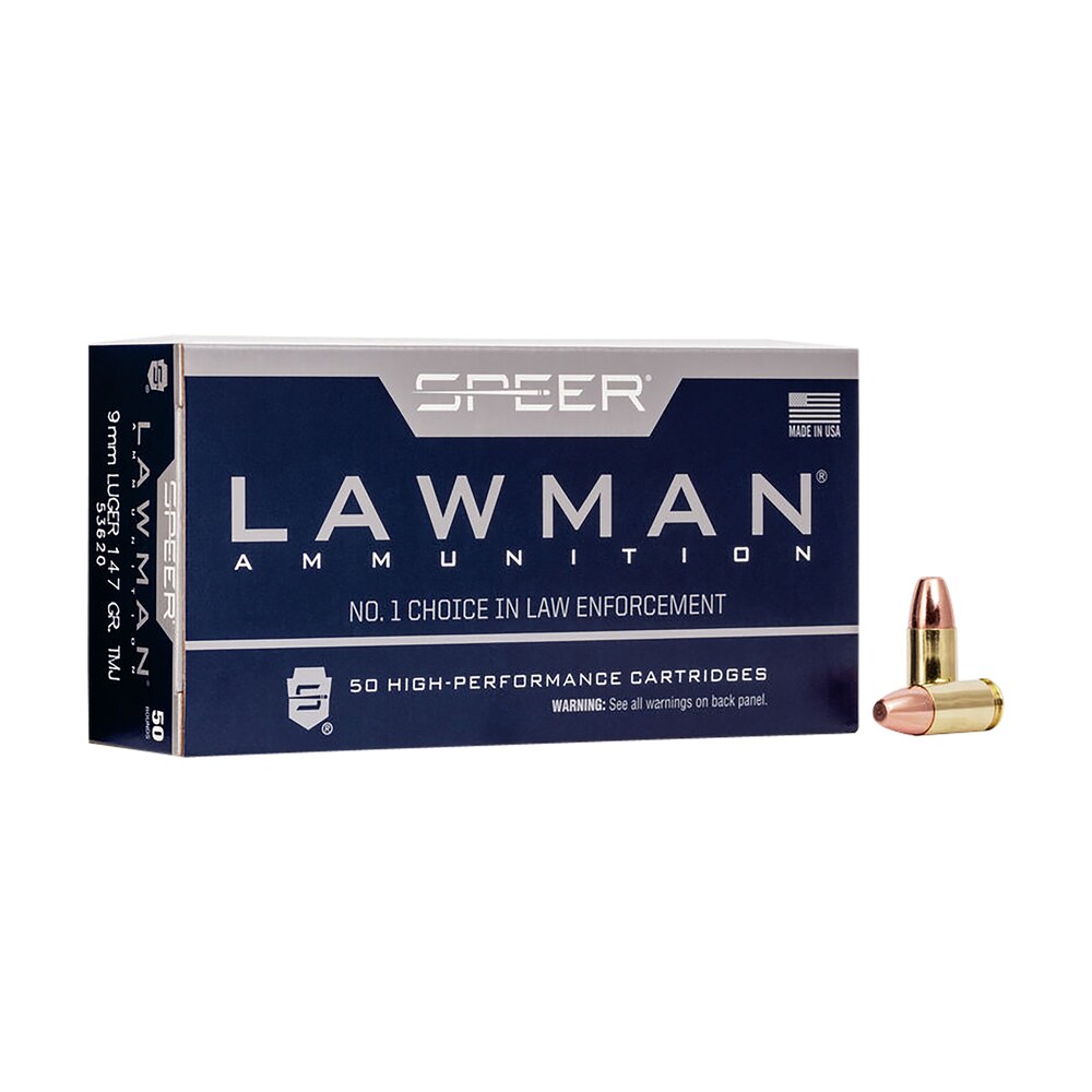 speer 53620 lawman 9mmluger 147gr total metal jacket round nose 50 per box/20 case Speer 53620 Lawman 9mmLuger 147gr Total Metal Jacket Round Nose 50 Per Box/20 Case Sports South item 36870