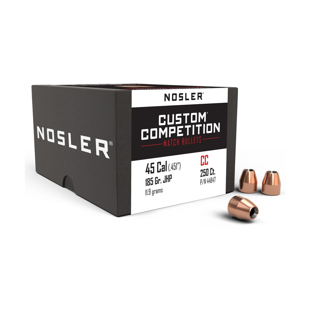 nosler 44847 custom competition 45cal 185gr jacketed hollow point 250/box Nosler 44847 Custom Competition 45Cal 185gr Jacketed Hollow Point 250/Box Sports South item 36975