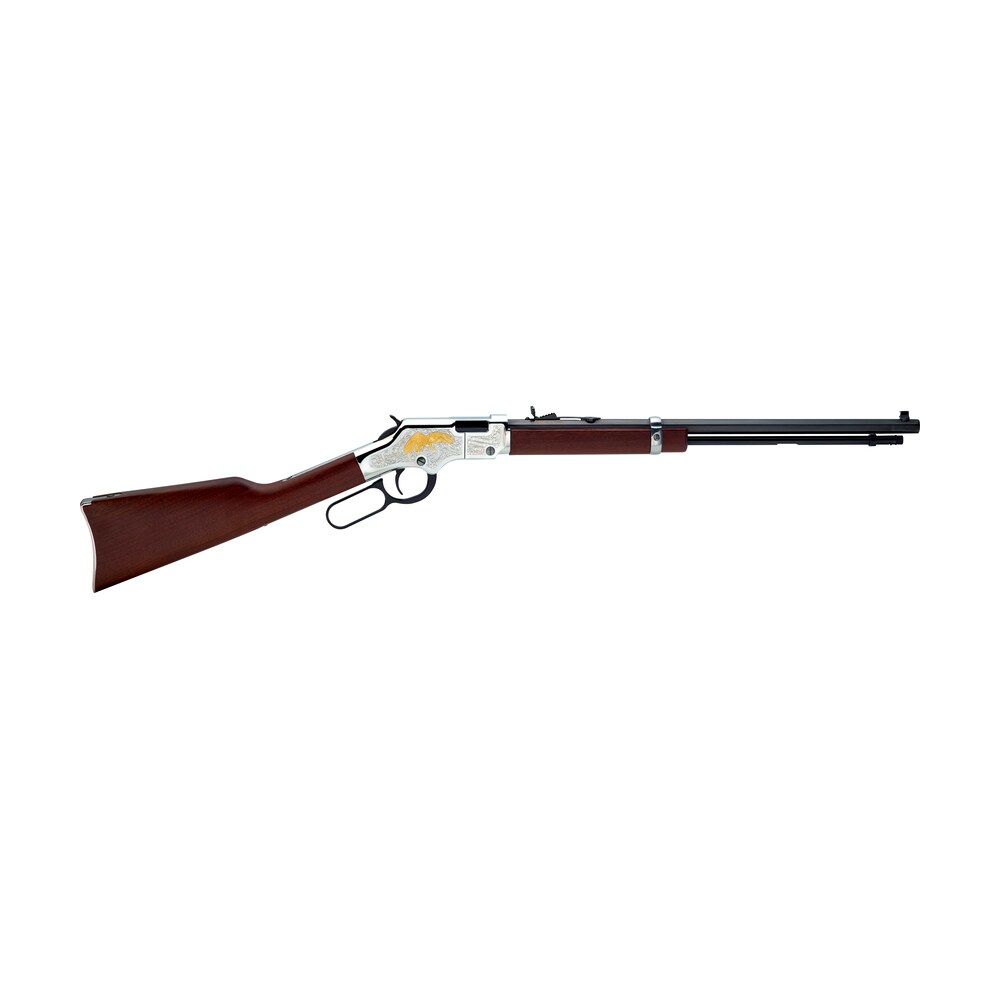henry h004ge golden eagle full size 22 short, 22 long, 22 lr, 16 lr/21 short 20″ blued octagon barrel, nickel plated metal finish, american walnut stock right hand Henry H004GE Golden Eagle Full Size 22 Short, 22 Long, 22 LR, 16 LR/21 Short 20" Blued Octagon Sports South item 3718
