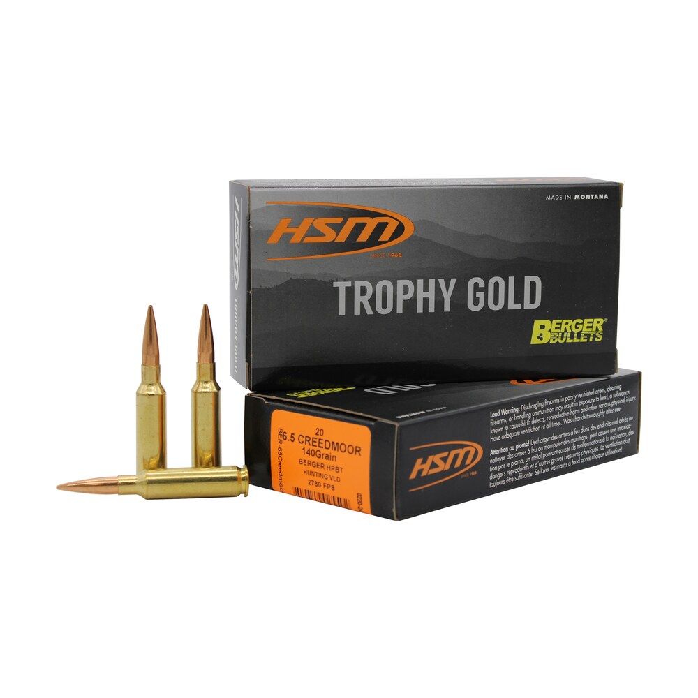 hsm 65creedmoor140vld trophy gold extended range 6.5 creedmoor 140 gr berger hybrid tactical open tip match 20 per box/ 25 case HSM 65CREEDMOOR140VLD Trophy Gold Extended Range 6.5 Creedmoor 140 gr Berger Hybrid Tactical Sports South item 37372