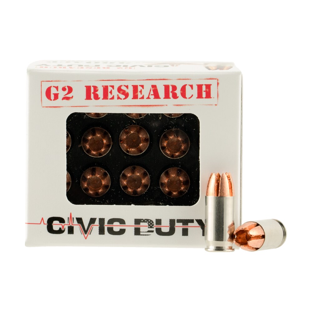 g2 research g00621 civic duty 380acp 64gr copper expansion projectile 20 per box/25 case G2 Research G00621 Civic Duty 380ACP 64gr Copper Expansion Projectile 20 Per Box/25 Case Sports South item 37606