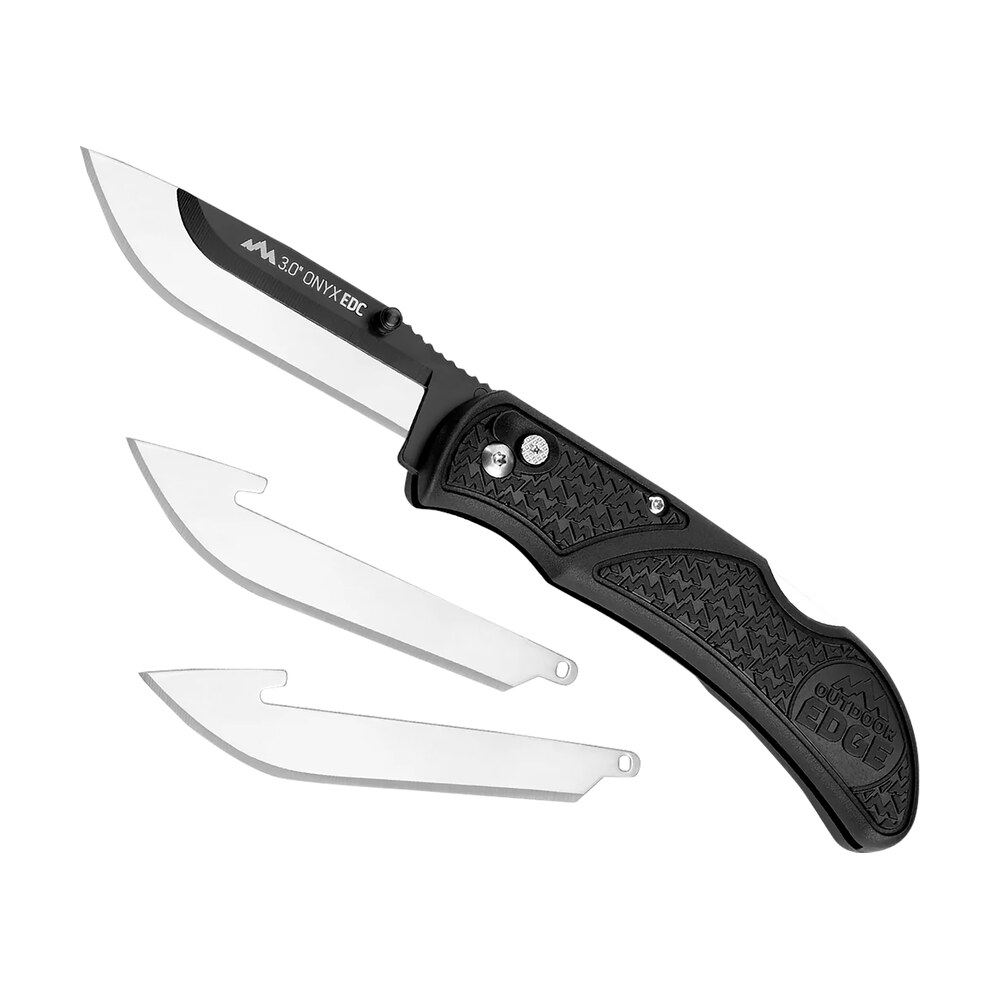 outdoor edge ox30c onyx lite 3″ folding plain 420j2 stainless steel blade black trimond textured polymer handle Outdoor Edge OX30C Onyx Lite 3" Folding Plain 420J2 Stainless Steel Blade Black Trimond Sports South item 37655