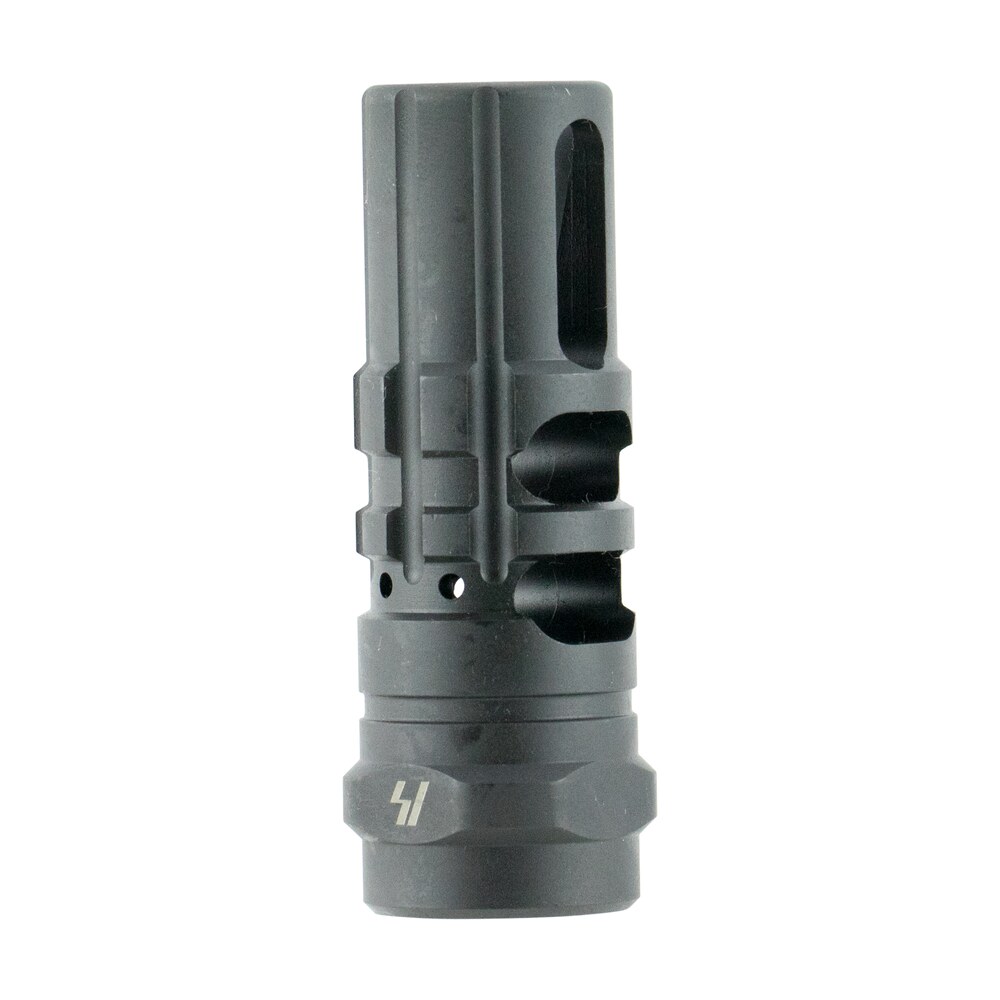 strike industries jcomp2308 jcomp gen 2 black steel w/ 5/8″ 24 tpi threads 2.55″ oal 0.87″ diameter 0.34″ diameter 308 win 7.62x51mm nato fits ar platform Strike Industries JCOMP2308 JComp Gen 2 Black Steel Sports South item 37703