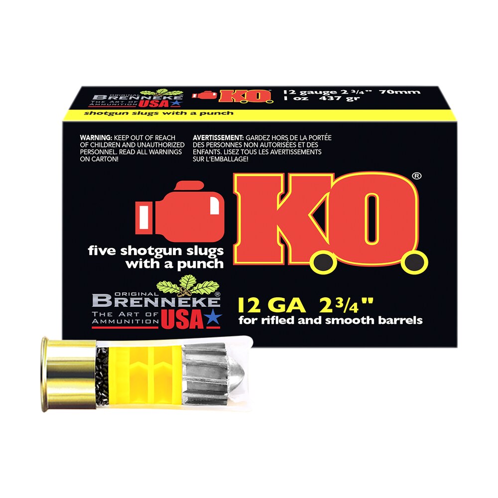 brenneke sl122ko k.o. 12gauge 2.75" 1oz slug shot 5 per box/50 case Brenneke SL122KO K.O. 12Gauge 2.75" 1oz Slug Shot 5 Per Box/50 Case Sports South item 37895
