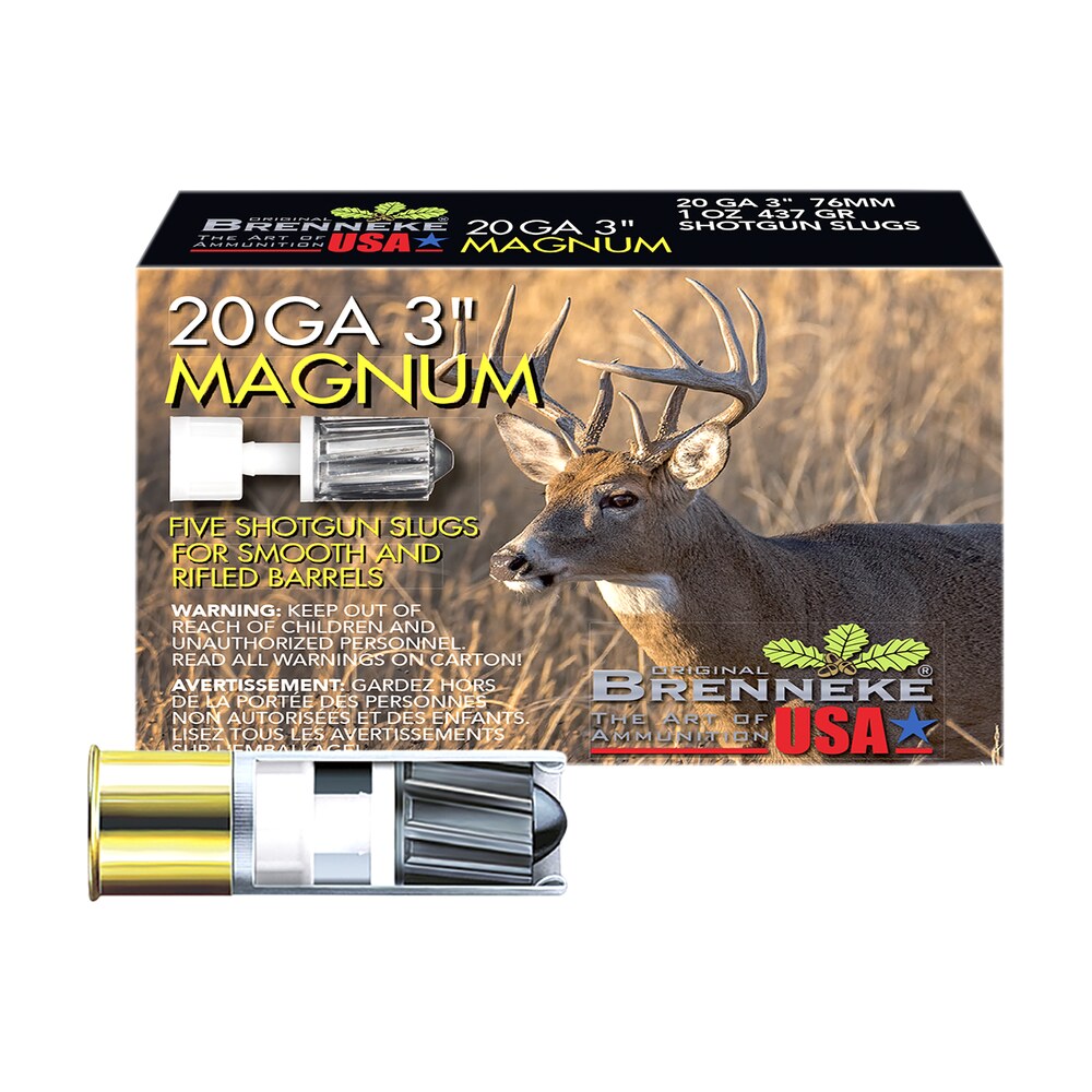 brenneke sl203m magnum 20gauge 3" 1oz slug shot 5 per box/50 case Brenneke SL203M Magnum 20Gauge 3" 1oz Slug Shot 5 Per Box/50 Case Sports South item 37897