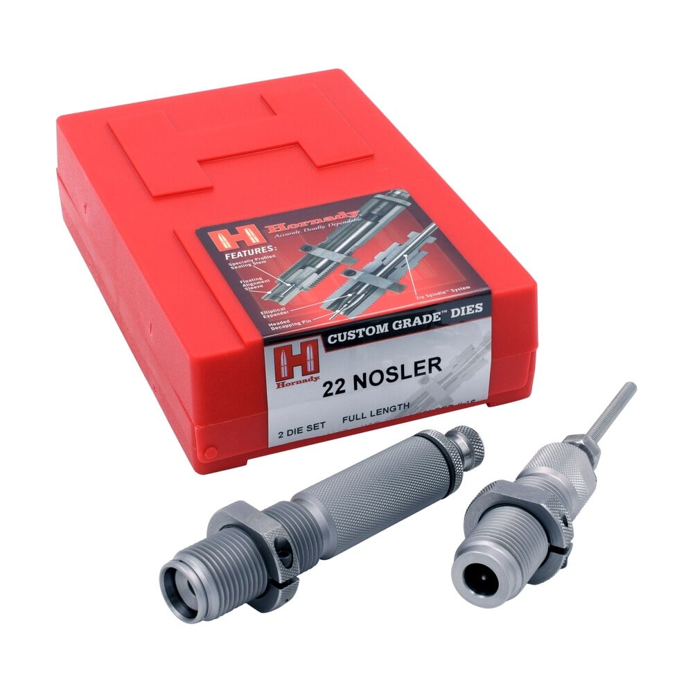 hornady 546207 custom grade series iii 2 die set for 22 nosler includes sizing seater Hornady 546207 Custom Grade Series III 2 Die Set for 22 Nosler Includes Sizing Seater Sports South item 38213
