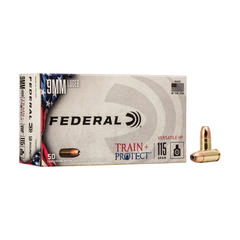 federal tp9vhp1 train + protect 9mmluger 115gr versatile hollow point 50 per box/10 case Federal TP9VHP1 Train + Protect 9mmLuger 115gr Versatile Hollow Point 50 Per Box/10 Case Sports South item 38292