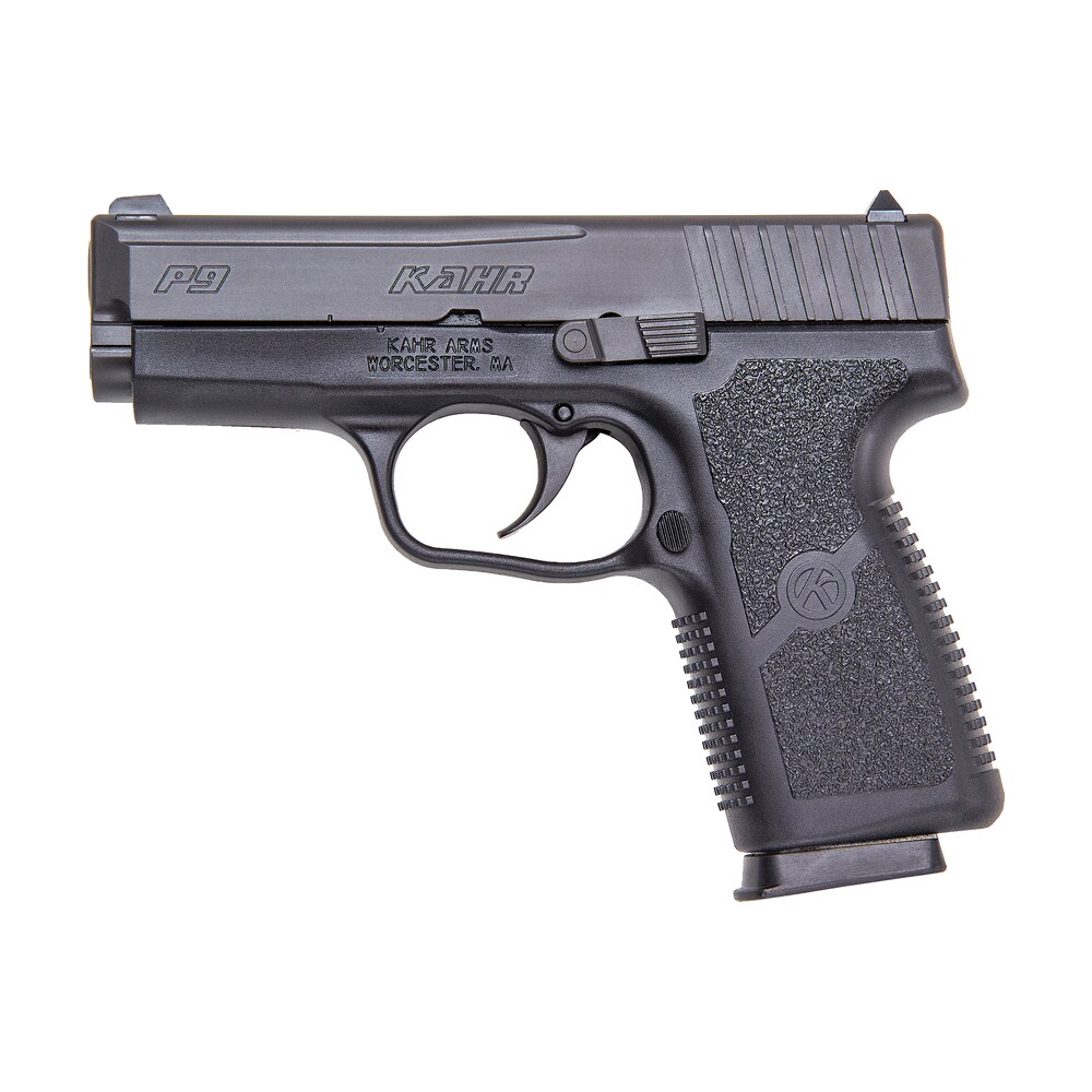kahr arms kp9094n p *ca compliant 9mm luger caliber with 3.60" barrel, 7+1 capacity, black finish frame, serrated matte black stainless steel slide, polymer grip & truglo night sigts Kahr Arms KP9094N P *CA Compliant 9mm Luger Caliber Sports South item 38559