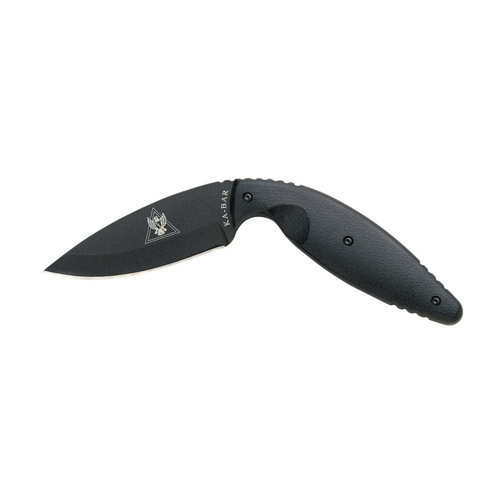 ka bar 1482 tdi law enforcement large 3.69" fixed drop point plain black aus 8a ss blade, black zytel handle, includes belt clip/sheath Ka-Bar 1482 TDI Law Enforcement Large 3.69" Fixed Drop Point Plain Black AUS-8A SS Blade, Black Sports South item 38603