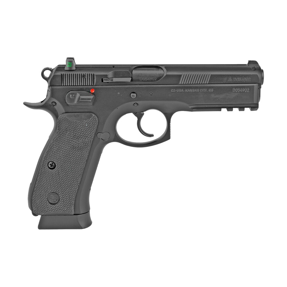 cz usa 01152 cz 75 sp 01 full size frame 9mm luger 10+1 4.60" black steel barrel, black steel serrated slide, black polycoat steel frame w/beavertail & picatinny rail, black rubber grip, right hand CZ-USA 01152 CZ 75 SP-01 Full Size Frame 9mm Luger 10+1 4.60" Black Steel Sports South item 38618