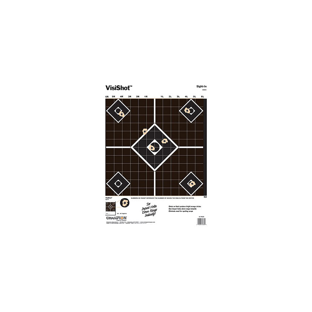 champion targets 45804 visishot 5 diamond paper hanging pistol/rifle 13" x 18" black/white 10 pack Champion Targets 45804 VisiShot 5-Diamond Paper Hanging Pistol/Rifle 13" x 18" Black/White 10 Sports South item 38780
