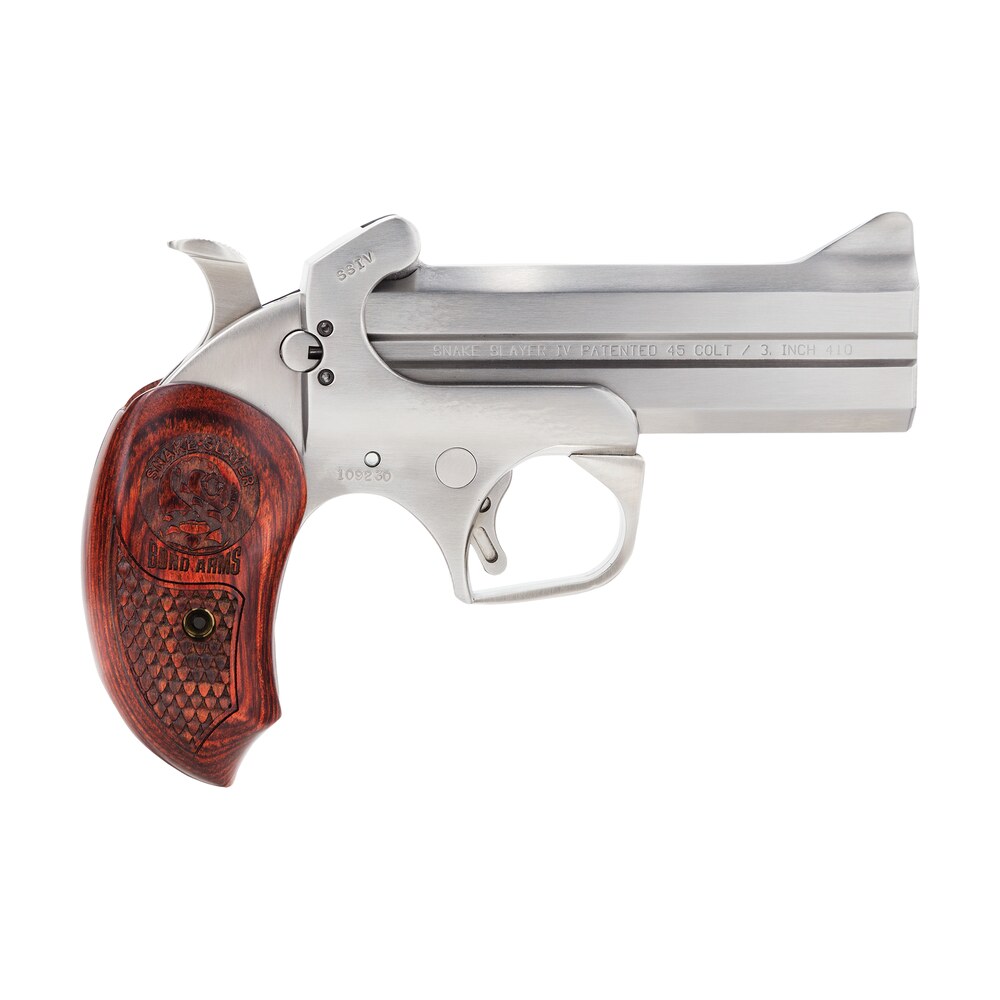 bond arms bass4 snakeslayer iv original 45colt/410 gauge 2rd shot 4.25" extended rosewood grips right hand Bond Arms BASS4 Snakeslayer IV Original 45Colt/410 Gauge 2rd Shot 4.25" Extended Rosewood Grips Sports South item 39886