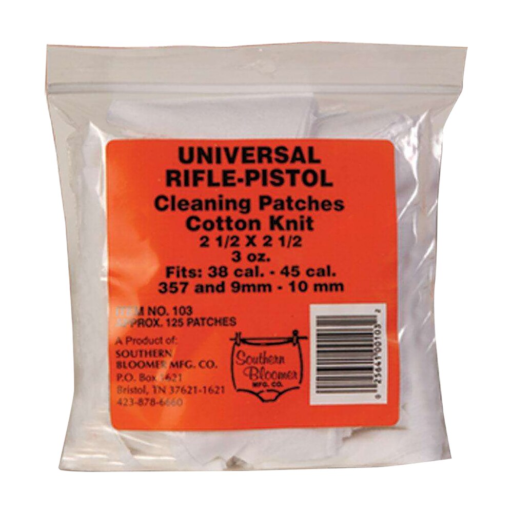 southern bloomer 103 cleaning patches cotton 2.50" x 2.50" 130 per bag rifle/handgun Southern Bloomer 103 Cleaning Patches Cotton 2.50" x 2.50" 130 Per Bag Rifle/Handgun Sports South item 41289