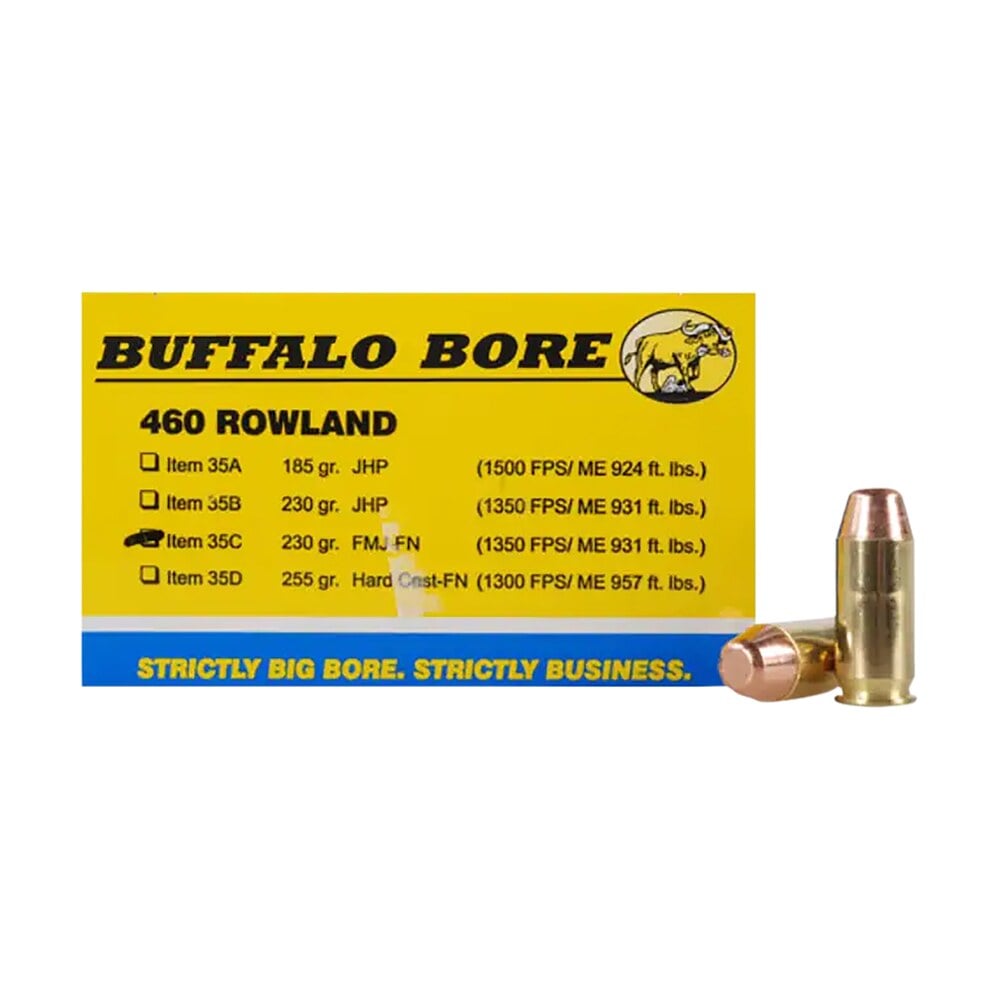 buffalo bore ammunition 35c20 personal defense strictly business 460rowland 230gr full metal jacket flat nose 20 per box/12 case Buffalo Bore Ammunition 35C20 Personal Defense Strictly Business 460Rowland 230gr Full Metal Sports South item 42250