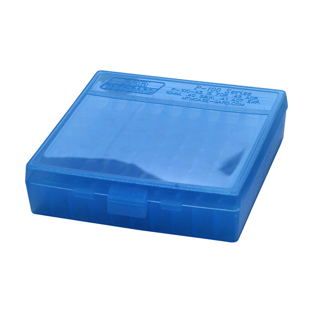 mtm case gard p100924 ammo box flip top multi caliber handgun clear blue polypropylene 100rd MTM Case-Gard P100924 Ammo Box Flip-Top Multi Caliber Handgun Clear Blue Polypropylene 100rd Sports South item 42361