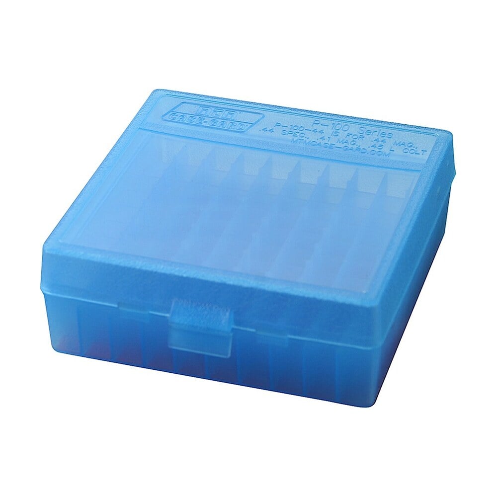 mtm case gard p1004424 case gard p 100 multi caliber handgun clear blue polypropylene 100rd MTM Case-Gard P1004424 Case-Gard P-100 Multi-Caliber Handgun Clear Blue Polypropylene 100rd Sports South item 42363