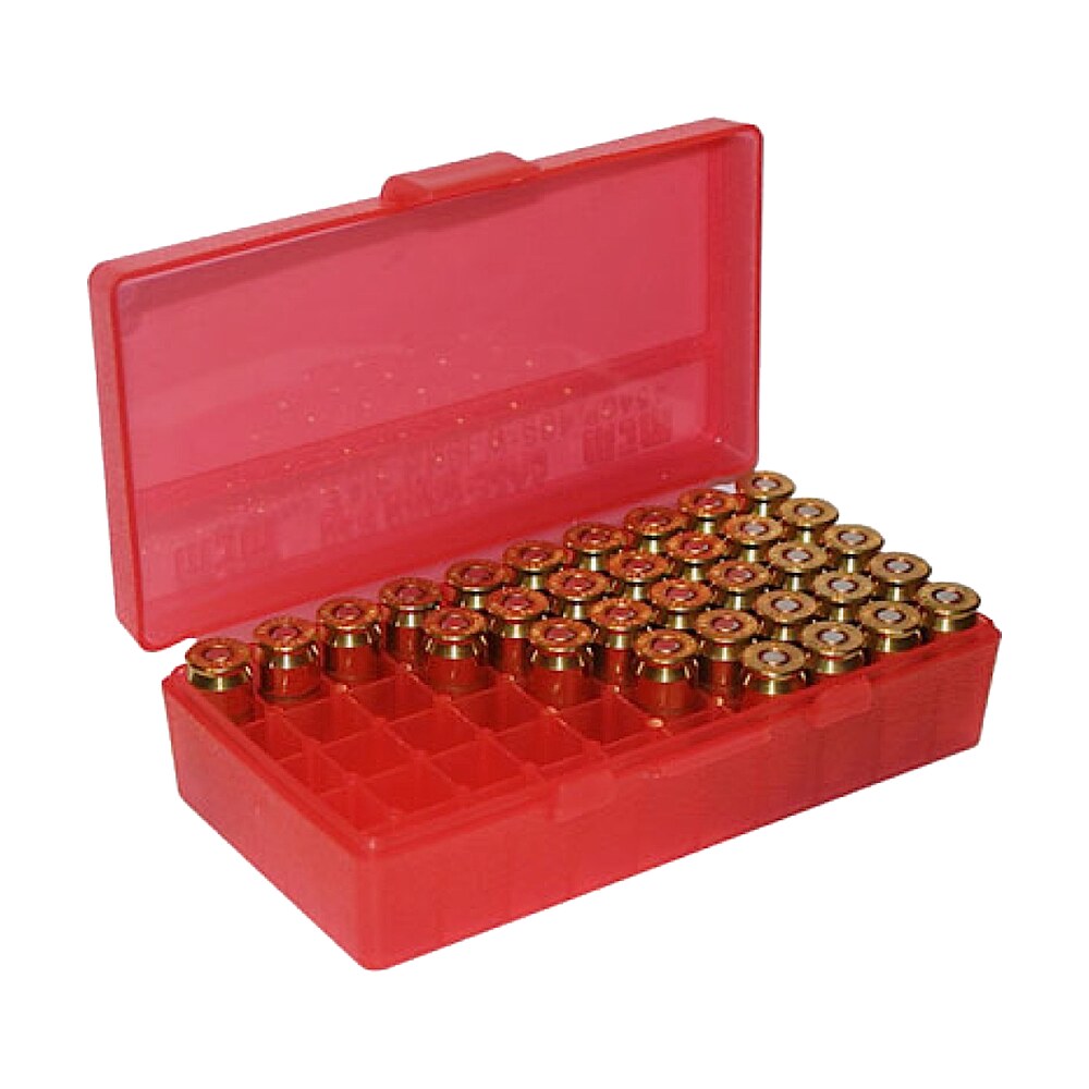 mtm case gard p504529 ammo box flip top multi caliber clear red polypropylene 50rd MTM Case-Gard P504529 Ammo Box Flip-Top Multi Caliber Clear Red Polypropylene 50rd Sports South item 42407