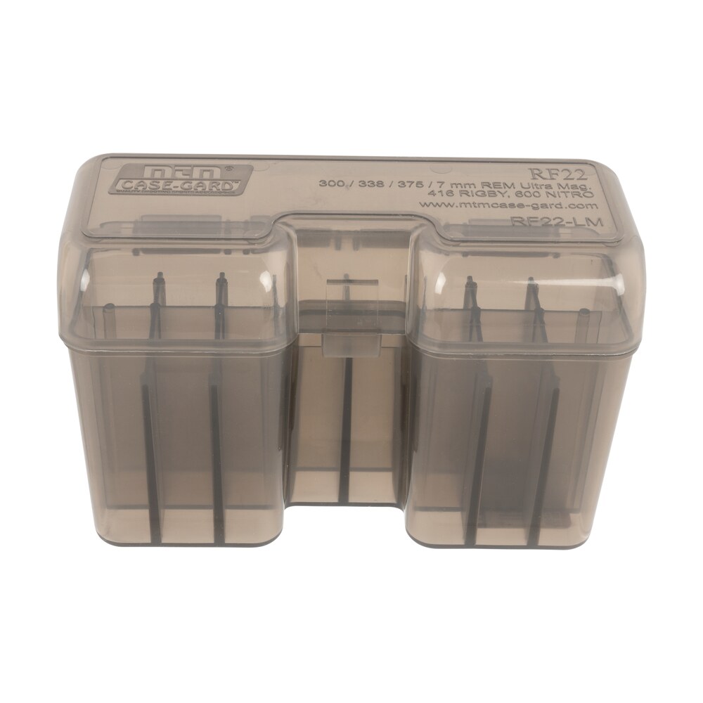 mtm case gard rf22lm41 ammo box flip top multi caliber rifle clear smoke polypropylene 22rd MTM Case-Gard RF22LM41 Ammo Box Flip-Top Multi Caliber Rifle Clear Smoke Polypropylene 22rd Sports South item 42462