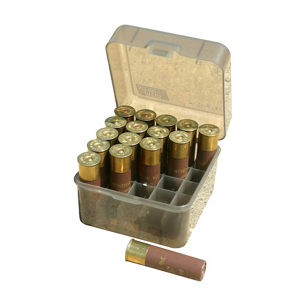 mtm case gard s2512m41 shotshell box flip top multi gauge shotgun clear smoke polypropylene 25rd MTM Case-Gard S2512M41 Shotshell Box Flip-Top Multi Gauge Shotgun Clear Smoke Polypropylene Sports South item 42467