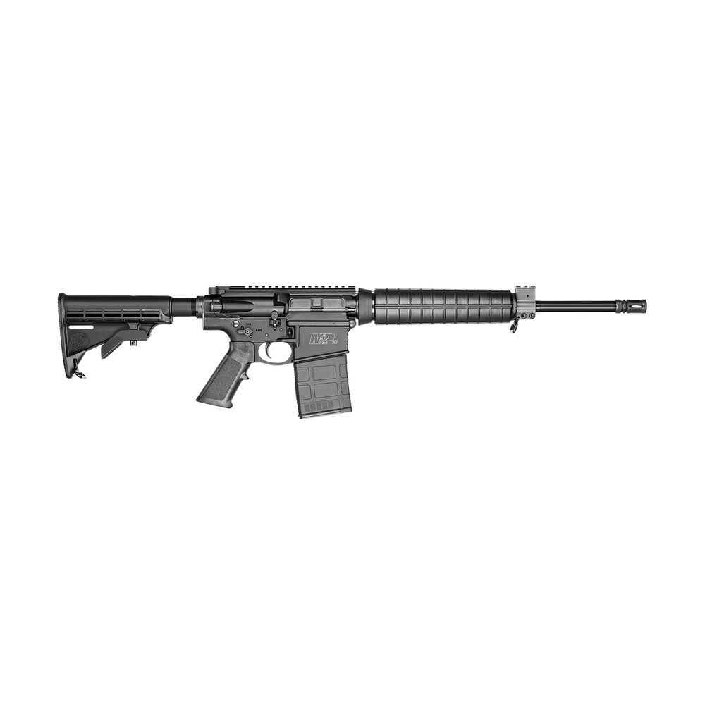 smith & wesson 11532 m&p10 sport or 308 win / 7.62x51mm nato 16" black armornite barrel 20+1, black receiver, black 6 position telescopic stock, polymer grip, manual ambidextrous safety on lower Smith & Wesson 11532 M&P10 Sport OR 308 Win / 7.62x51mm NATO 16" Black Armornite Barrel Sports South item 42778