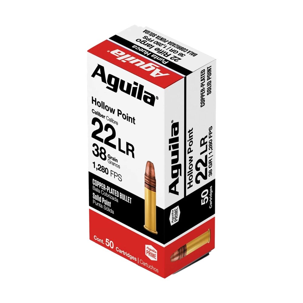 aguila 1b220335 super extra high velocity 22lr 38gr copper plated hollow point 50 per box/40 case Aguila 1B220335 Super Extra High Velocity 22LR 38gr Copper Plated Hollow Point 50 Per Box/40 Sports South item 44453