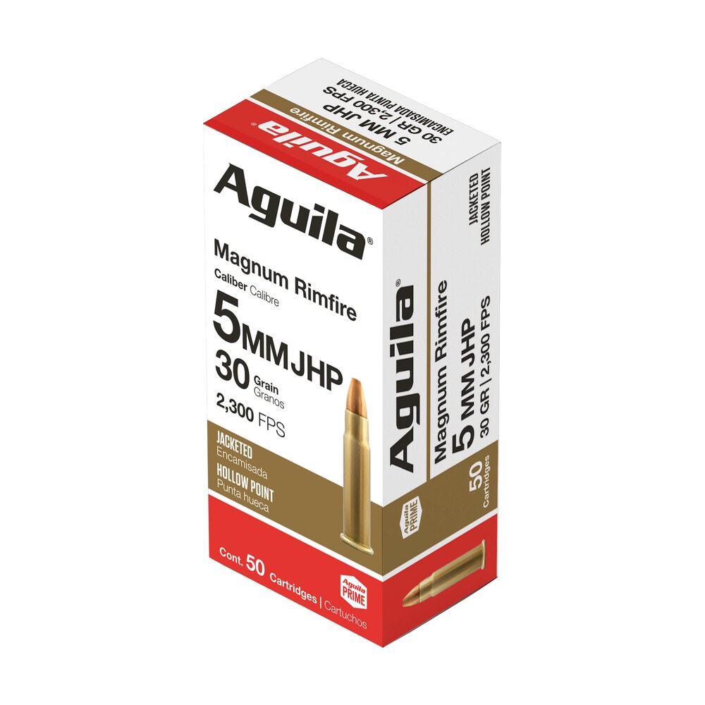 aguila 1b222406 5mm rem mag 30gr jacketed hollow point 50 per box/20 case Aguila 1B222406 5mm Rem Mag 30gr Jacketed Hollow Point 50 Per Box/20 Case Sports South item 44473