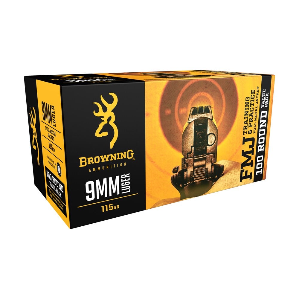 browning ammo b191800094 fmj value pack 9mmluger 115gr full metal jacket 100 per box/5 case Browning Ammo B191800094 FMJ Value Pack 9mmLuger 115gr Full Metal Jacket 100 Per Box/5 Case Sports South item 44526