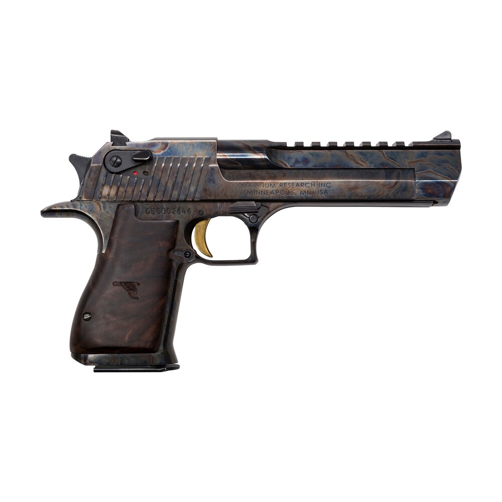 magnum research de357ch desert eagle mark xix 357 mag 6" 9+1 color case hardened carbon steel with clear cerakote frame & slide walnut with engraved desert eagle logo grip Magnum Research DE357CH Desert Eagle Mark XIX 357 Mag 6" 9+1 Color Case Hardened Carbon Steel Sports South item 44595