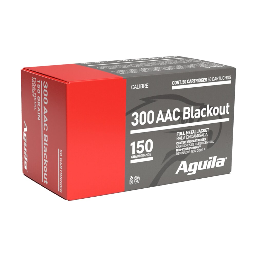 aguila 1e300110 300blackout 150gr full metal jacket boat tail 50 per box/20 case Aguila 1E300110 300Blackout 150gr Full Metal Jacket Boat Tail 50 Per Box/20 Case Sports South item 44843