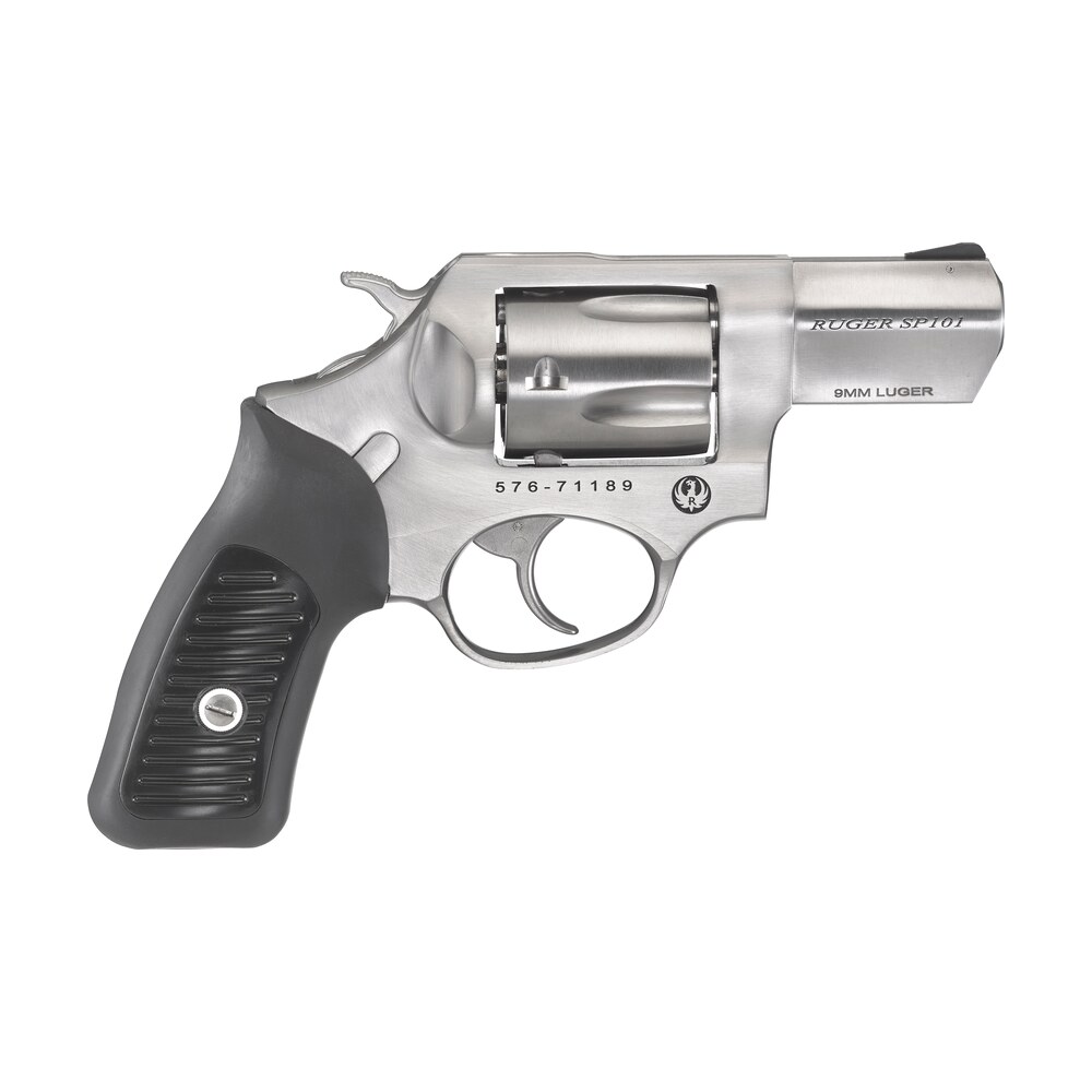 ruger 5783 sp101 9mm luger 2.25" barrel 5rd triple locking cylinder, satin stainless steel, cushioned rubber with synthetic insert grip, transfer bar safety Ruger 5783 SP101 9mm Luger 2.25" Barrel 5rd Triple-Locking Cylinder, Satin Stainless Steel, Sports South item 44975