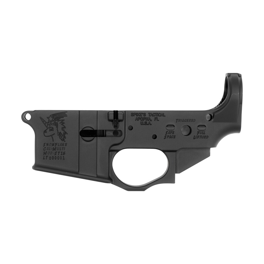 spikes stls030 snowflake stripped lower receiver multi caliber 7075 t6 aluminum black anodized for ar 15 Spikes STLS030 Snowflake Stripped Lower Receiver Multi-Caliber 7075-T6 Aluminum Black Anodized Sports South item 45024