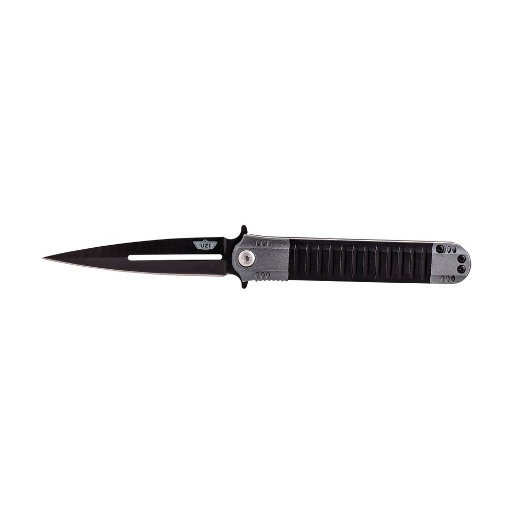 uzi accessories uzkfdr009 covert 3.50″ folding spear point plain black stainless steel blade black/gray aluminum handle includes metal clip Uzi Accessories UZKFDR009 Covert 3.50" Folding Spear Point Plain Black Stainless Steel Blade Sports South item 4604