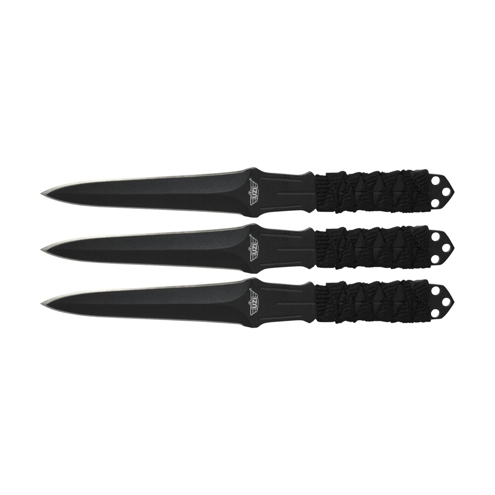 uzi accessories uzktrw003 throwing knives 3″ fixed straight back plain black stainless steel blade black nylon cord wrapped handle Uzi Accessories UZKTRW003 Throwing Knives 3" Fixed Straight Back Plain Black Stainless Steel Sports South item 4612