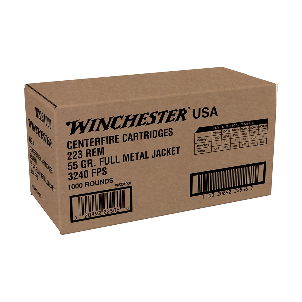 winchester ammo w2231000 usa 223rem 55gr full metal jacket 1000rds *sold by case Winchester Ammo W2231000 USA 223Rem 55gr Full Metal Jacket 1000rds *Sold by Case Sports South item 46630