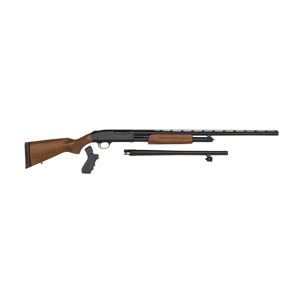 mossberg 54169 500 combo 12 gauge 5+1 3" blued 28" vent rib/18.5" security barrels, blued steel receiver, dual extractors, fixed wood w/black pistol grip stock, includes cylinder bore accu set choke Mossberg 54169 500 Combo 12 Gauge 5+1 3" Blued 28" Vent Rib/18.5" Security Barrels, Blued Steel Sports South item 46907